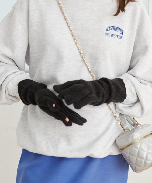 ANGIE（アンジー）の「【スマホ対応】リブニットグローブ/ニット手袋（手袋・レディース・グレー/ブラック/アイボリー/ベージュ・FREE）」の19枚目の写真