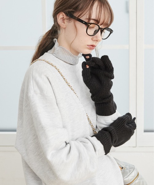 ANGIE（アンジー）の「【スマホ対応】リブニットグローブ/ニット手袋（手袋・レディース・グレー/ブラック/アイボリー/ベージュ・FREE）」の18枚目の写真