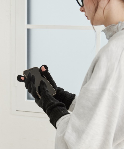 ANGIE（アンジー）の「【スマホ対応】リブニットグローブ/ニット手袋（手袋・レディース・グレー/ブラック/アイボリー/ベージュ・FREE）」の22枚目の写真