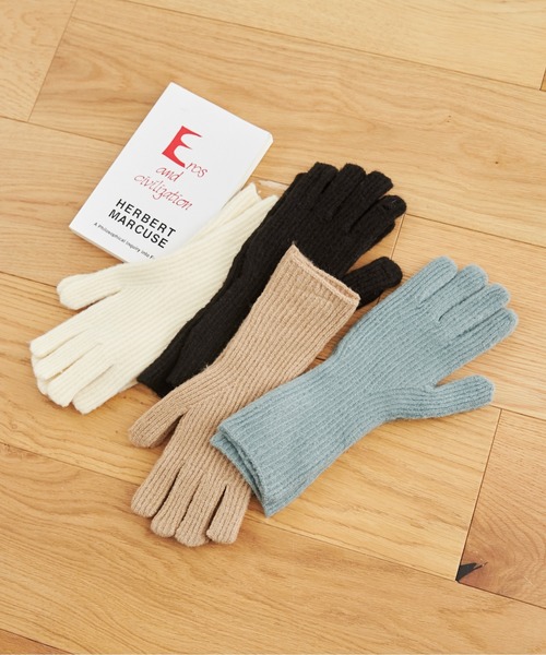 ANGIE（アンジー）の「【スマホ対応】リブニットグローブ/ニット手袋（手袋・レディース・グレー/ブラック/アイボリー/ベージュ・FREE）」の5枚目の写真
