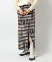 terrace（テラス）の「【SETUP7】ラメ入りカラーも選べる！ツイードナロースカート trc（スカート）」