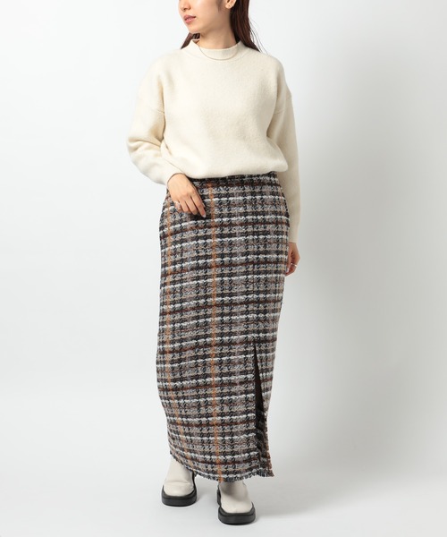 SETUP7（セットアップセブン）の「【SETUP7】ラメ入りカラーも選べる！ツイードナロースカート trc（スカート・レディース・ネイビー/グリーン/ブルー/グレー/オレンジ・FREE）」の8枚目の写真