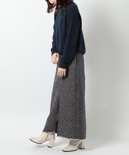 SETUP7（セットアップセブン）の「【SETUP7】ラメ入りカラーも選べる！ツイードナロースカート trc（スカート・レディース・ネイビー/グリーン/ブルー/グレー/オレンジ・FREE）」の13枚目の写真