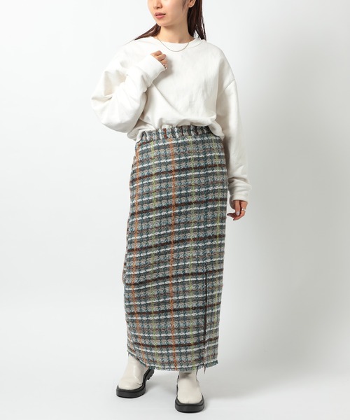 SETUP7（セットアップセブン）の「【SETUP7】ラメ入りカラーも選べる！ツイードナロースカート trc（スカート・レディース・ネイビー/グリーン/ブルー/グレー/オレンジ・FREE）」の21枚目の写真