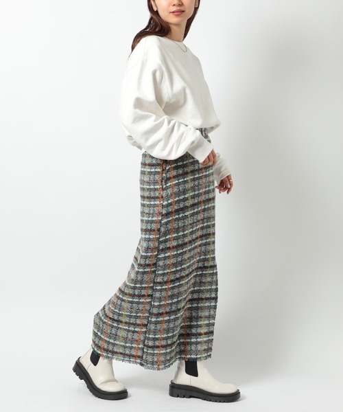 SETUP7（セットアップセブン）の「【SETUP7】ラメ入りカラーも選べる！ツイードナロースカート trc（スカート・レディース・ネイビー/グリーン/ブルー/グレー/オレンジ・FREE）」の22枚目の写真