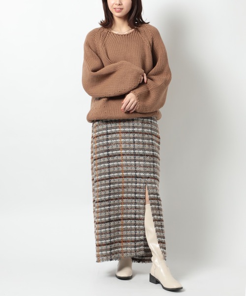 SETUP7（セットアップセブン）の「【SETUP7】ラメ入りカラーも選べる！ツイードナロースカート trc（スカート・レディース・ネイビー/グリーン/ブルー/グレー/オレンジ・FREE）」の18枚目の写真