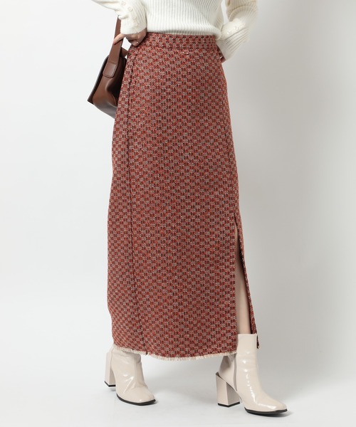 SETUP7（セットアップセブン）の「【SETUP7】ラメ入りカラーも選べる！ツイードナロースカート trc（スカート・レディース・ネイビー/グリーン/ブルー/グレー/オレンジ・FREE）」の14枚目の写真