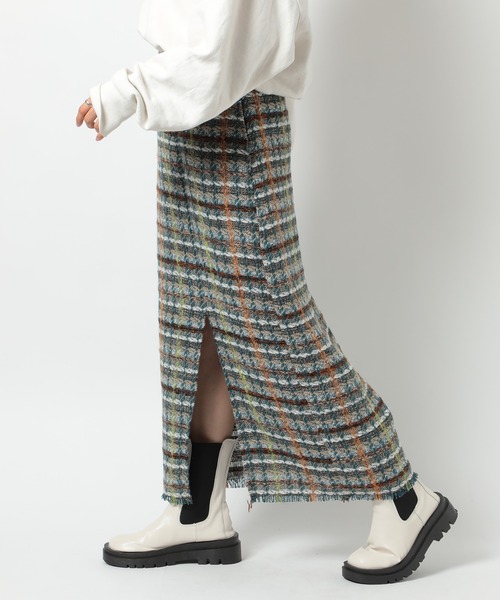 SETUP7（セットアップセブン）の「【SETUP7】ラメ入りカラーも選べる！ツイードナロースカート trc（スカート・レディース・ネイビー/グリーン/ブルー/グレー/オレンジ・FREE）」の6枚目の写真