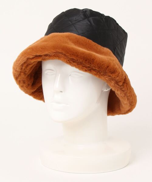 VIBGYOR Women（ヴィブジョー　ウィメン）の「【float】リバーシブル フェイクファー キルティング バケットハット（ハット・レディース・ブラック/アイボリー/オフホワイト/アッシュブラウン/ベージュ/ライトグレー/ワインレッド/ライトブラウン・FREE）」の18枚目の写真