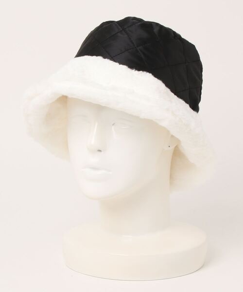 VIBGYOR Women（ヴィブジョー　ウィメン）の「【float】リバーシブル フェイクファー キルティング バケットハット（ハット・レディース・ブラック/アイボリー/オフホワイト/アッシュブラウン/ベージュ/ライトグレー/ワインレッド/ライトブラウン・FREE）」の19枚目の写真