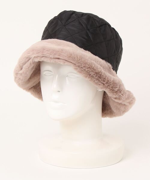 VIBGYOR Women（ヴィブジョー　ウィメン）の「【float】リバーシブル フェイクファー キルティング バケットハット（ハット・レディース・ブラック/アイボリー/オフホワイト/アッシュブラウン/ベージュ/ライトグレー/ワインレッド/ライトブラウン・FREE）」の20枚目の写真