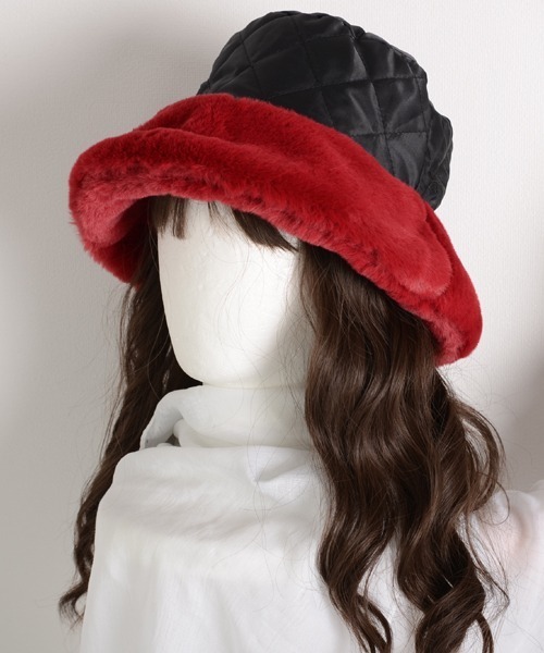 VIBGYOR Women（ヴィブジョー　ウィメン）の「【float】リバーシブル フェイクファー キルティング バケットハット（ハット・レディース・ブラック/アイボリー/オフホワイト/アッシュブラウン/ベージュ/ライトグレー/ワインレッド/ライトブラウン・FREE）」の16枚目の写真