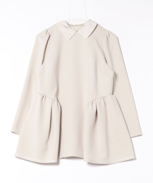 Sono(ソーノ)の「取り外し衿/ご自宅でお洗濯可能/日本製/UVカット【SONO NAVY】MUMMUMダブルクロス-ラウンディッシュフレアチュニックブラウス(シャツ/ブラウス・レディース・ベージュ/ブラック/ネイビー/ベージュ系その他・1)」の4枚目の写真