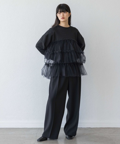 yuw（ユウ）の「チュールレイヤードプルオーバー　992265（スウェット・レディース・ブラック・FREE）」の18枚目の写真