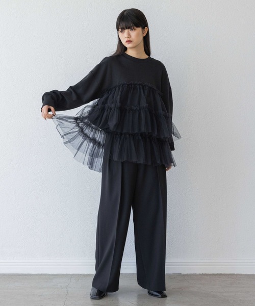 yuw（ユウ）の「チュールレイヤードプルオーバー　992265（スウェット・レディース・ブラック・FREE）」の16枚目の写真