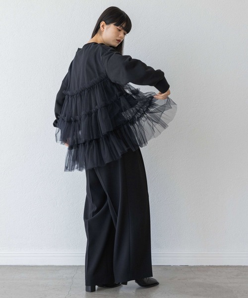 yuw（ユウ）の「チュールレイヤードプルオーバー　992265（スウェット・レディース・ブラック・FREE）」の14枚目の写真