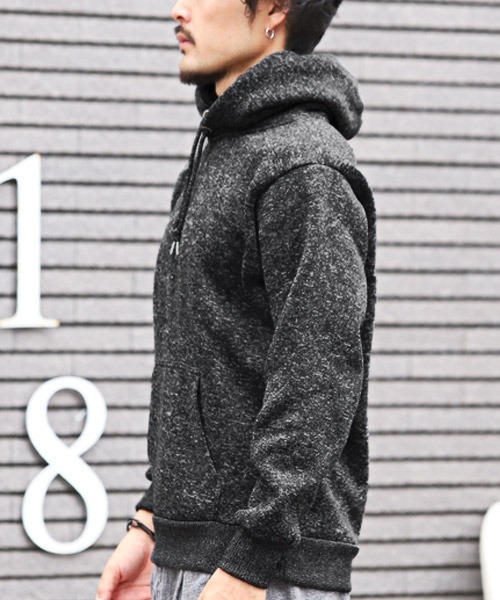 LUXSTYLE(ラグスタイル)の「メランジフリースパーカー(パーカー・メンズ・杢グレー/グレー系その他/グリーン系その他/ブラック系その他・M/S/L/XL)」の16枚目の写真