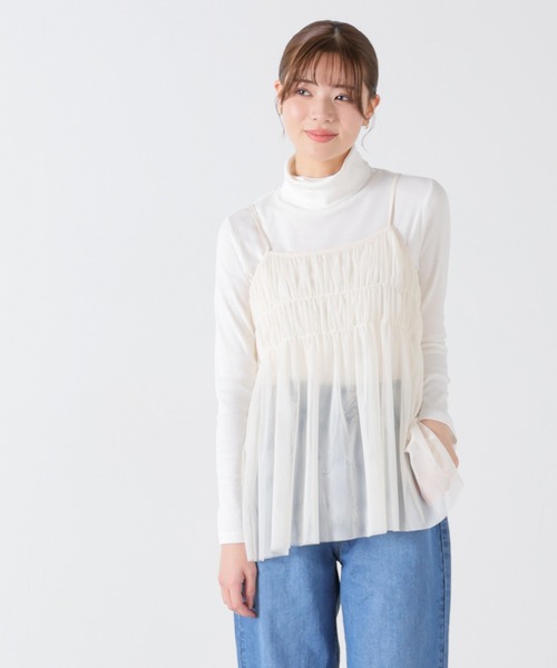 Honeys（ハニーズ）の「チュールキャミソール（Tシャツ/カットソー・レディース・ピンク/チャコールグレー/アイボリー/ブラック・M/LL/S/L）」の18枚目の写真