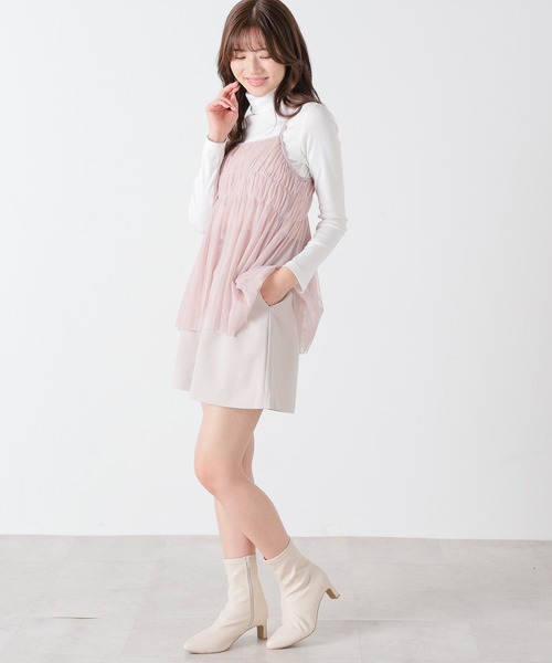 Honeys（ハニーズ）の「チュールキャミソール（Tシャツ/カットソー・レディース・ピンク/チャコールグレー/アイボリー/ブラック・M/LL/S/L）」の21枚目の写真