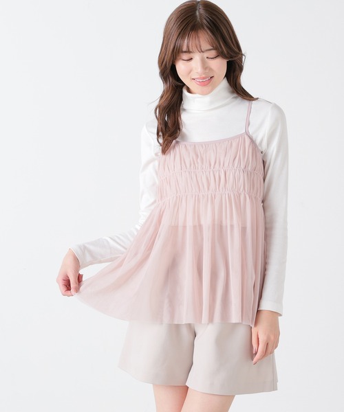 Honeys（ハニーズ）の「チュールキャミソール（Tシャツ/カットソー・レディース・ピンク/チャコールグレー/アイボリー/ブラック・M/LL/S/L）」の22枚目の写真