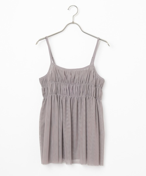 Honeys（ハニーズ）の「チュールキャミソール（Tシャツ/カットソー・レディース・ピンク/チャコールグレー/アイボリー/ブラック・M/LL/S/L）」の5枚目の写真