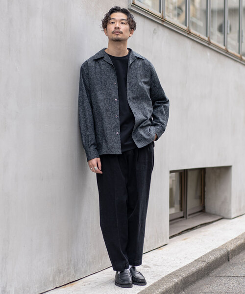 417 EDIFICE（フォーワンセブンエディフィス）の「【LE JAPON】 Akita ワンピースオープンカラーシャツ（シャツ/ブラウス・メンズ・ブラック/ブルー系その他・MEDIUM/LARGE/SMALL）」の16枚目の写真