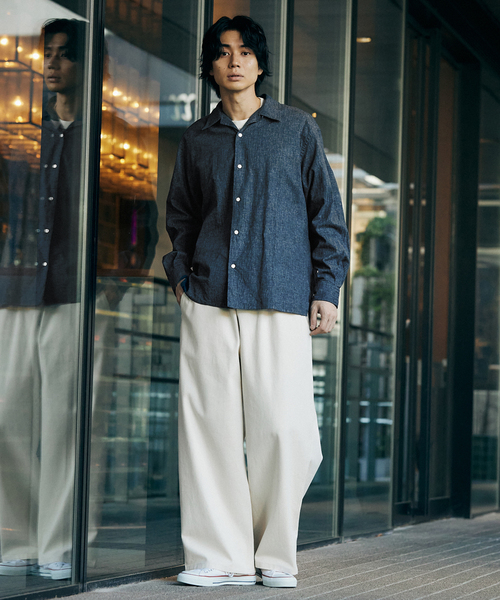 417 EDIFICE（フォーワンセブンエディフィス）の「【LE JAPON】 Akita ワンピースオープンカラーシャツ（シャツ/ブラウス・メンズ・ブラック/ブルー系その他・MEDIUM/LARGE/SMALL）」の17枚目の写真