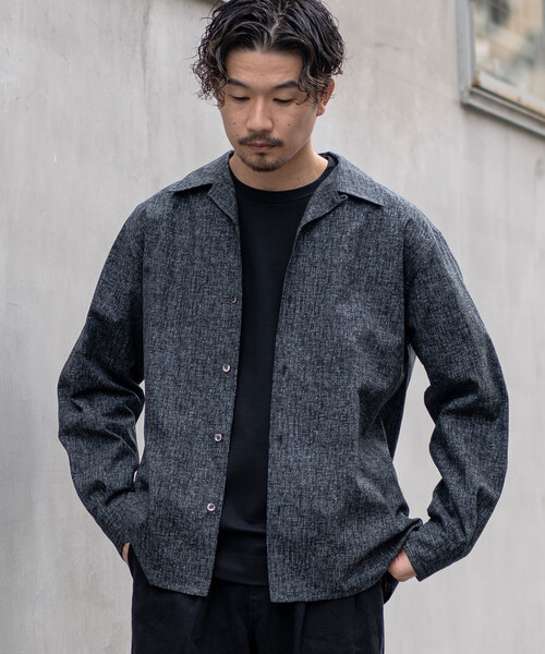 417 EDIFICE（フォーワンセブンエディフィス）の「【LE JAPON】 Akita ワンピースオープンカラーシャツ（シャツ/ブラウス・メンズ・ブラック/ブルー系その他・MEDIUM/LARGE/SMALL）」の19枚目の写真