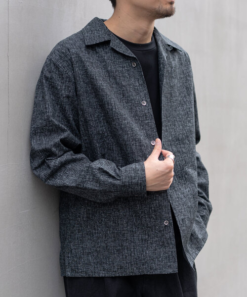 417 EDIFICE（フォーワンセブンエディフィス）の「【LE JAPON】 Akita ワンピースオープンカラーシャツ（シャツ/ブラウス・メンズ・ブラック/ブルー系その他・MEDIUM/LARGE/SMALL）」の20枚目の写真