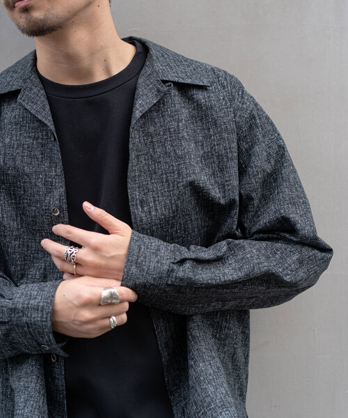 417 EDIFICE（フォーワンセブンエディフィス）の「【LE JAPON】 Akita ワンピースオープンカラーシャツ（シャツ/ブラウス・メンズ・ブラック/ブルー系その他・MEDIUM/LARGE/SMALL）」の21枚目の写真