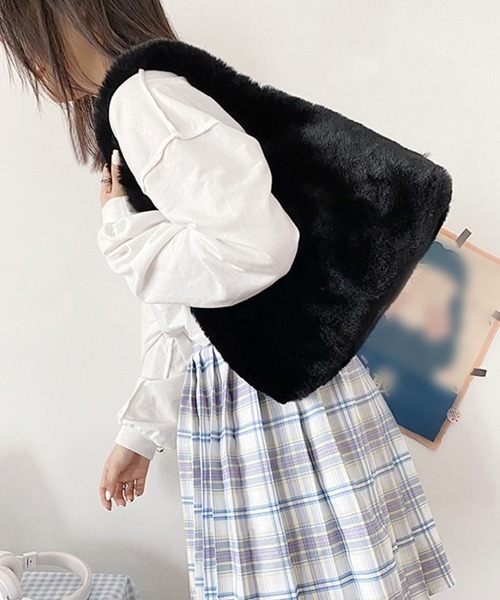 Miniministore(ミニミニストア)の「ファートートバッグ ハンドバッグ 韓国(トートバッグ・レディース・ベージュ/ライトグレー/ピンク/アイボリー/ブラック・フリー)」の11枚目の写真