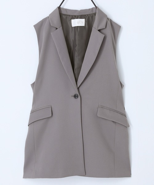 n'OrLABEL（ノアールレーベル）の「【セットアップ対応】『ツイルテーラードジレベスト』（ベスト・レディース・ブラック/グレー・1/2）」の4枚目の写真