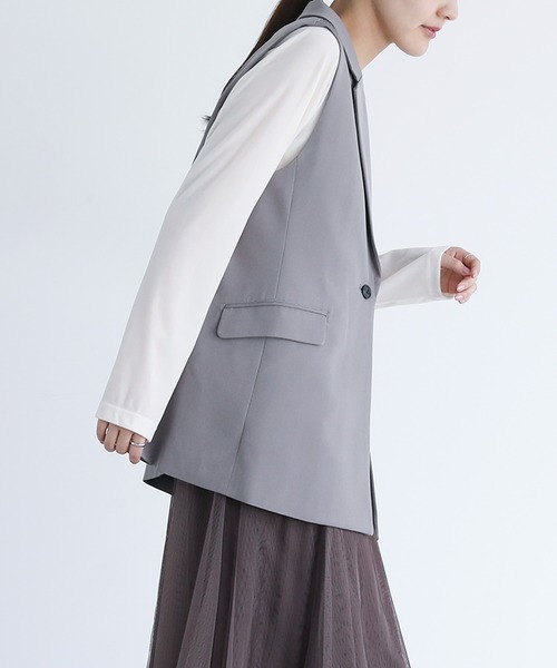 n'OrLABEL（ノアールレーベル）の「【セットアップ対応】『ツイルテーラードジレベスト』（ベスト・レディース・ブラック/グレー・1/2）」の7枚目の写真