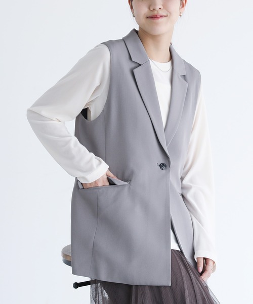 n'OrLABEL（ノアールレーベル）の「【セットアップ対応】『ツイルテーラードジレベスト』（ベスト・レディース・ブラック/グレー・1/2）」の8枚目の写真