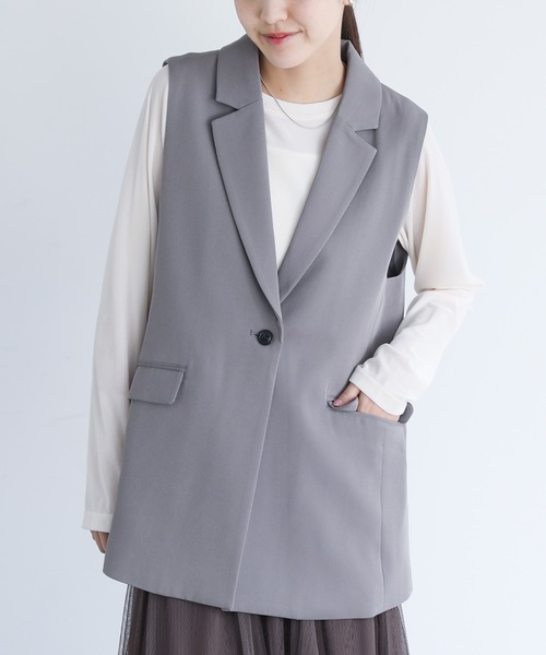 n'OrLABEL（ノアールレーベル）の「【セットアップ対応】『ツイルテーラードジレベスト』（ベスト・レディース・ブラック/グレー・1/2）」の6枚目の写真