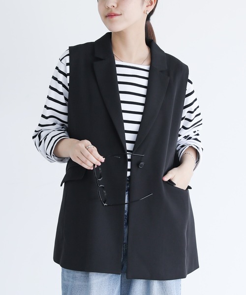 n'OrLABEL（ノアールレーベル）の「【セットアップ対応】『ツイルテーラードジレベスト』（ベスト・レディース・ブラック/グレー・1/2）」の20枚目の写真