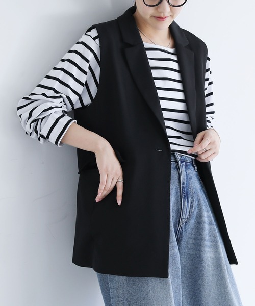 n'OrLABEL（ノアールレーベル）の「【セットアップ対応】『ツイルテーラードジレベスト』（ベスト・レディース・ブラック/グレー・1/2）」の19枚目の写真