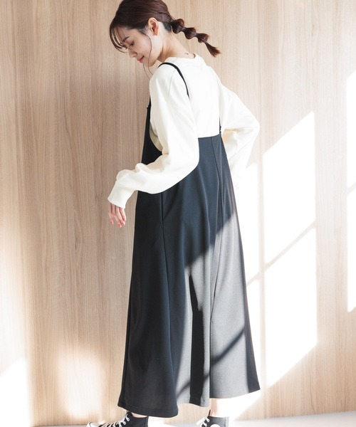 GLOBAL WORK(グローバルワーク)の「スゴラクストレッチキャミワンピース/976090(ワンピース・レディース・チャコール/ブラック/モカ/アイボリー・SHORT/REGULAR)」の10枚目の写真
