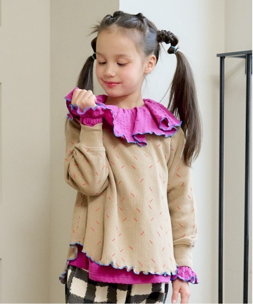 HOGAN RANCH WEAR（ホーガンランチウエア）の「ニットサッカーフリルカラーカットソー（80～150cm）（Tシャツ/カットソー・キッズ・ライトグレー/レッド/ブルー/パープル・90/100/110/120/130/140/150/80）」の15枚目の写真