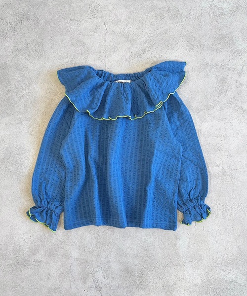 HOGAN RANCH WEAR（ホーガンランチウエア）の「ニットサッカーフリルカラーカットソー（80～150cm）（Tシャツ/カットソー・キッズ・ライトグレー/レッド/ブルー/パープル・90/100/110/120/130/140/150/80）」の7枚目の写真