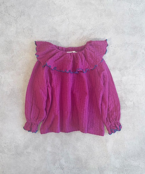 HOGAN RANCH WEAR（ホーガンランチウエア）の「ニットサッカーフリルカラーカットソー（80～150cm）（Tシャツ/カットソー・キッズ・ライトグレー/レッド/ブルー/パープル・90/100/110/120/130/140/150/80）」の12枚目の写真