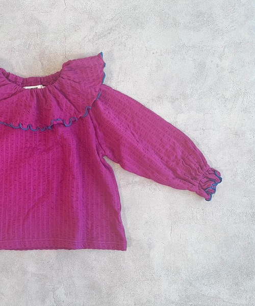 HOGAN RANCH WEAR（ホーガンランチウエア）の「ニットサッカーフリルカラーカットソー（80～150cm）（Tシャツ/カットソー・キッズ・ライトグレー/レッド/ブルー/パープル・90/100/110/120/130/140/150/80）」の16枚目の写真