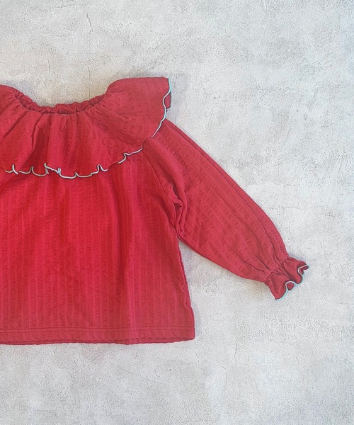 HOGAN RANCH WEAR（ホーガンランチウエア）の「ニットサッカーフリルカラーカットソー（80～150cm）（Tシャツ/カットソー・キッズ・ライトグレー/レッド/ブルー/パープル・90/100/110/120/130/140/150/80）」の22枚目の写真