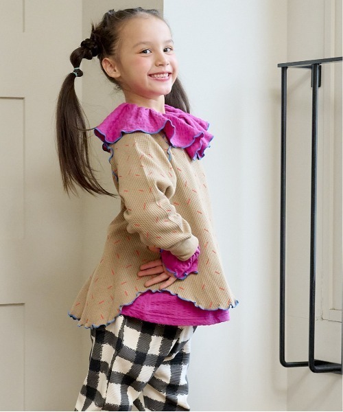 HOGAN RANCH WEAR（ホーガンランチウエア）の「ニットサッカーフリルカラーカットソー（80～150cm）（Tシャツ/カットソー・キッズ・ライトグレー/レッド/ブルー/パープル・90/100/110/120/130/140/150/80）」の13枚目の写真