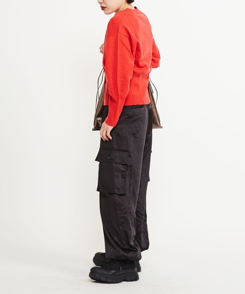 CONVERSE TOKYO（コンバーストウキョウ）の「WAIST TACK SHORT KNIT CARDIGAN（カーディガン/ボレロ・レディース・ベージュ/レッド/グリーン・FREE）」の13枚目の写真