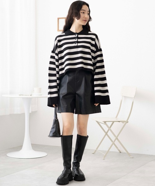 WEGO（ウィゴー）の「WEGO/ボーダーニットポロ（ニット/セーター・レディース・ブラック系その他5/ブルー系その他5/グリーン系その他5・FREE）」の13枚目の写真