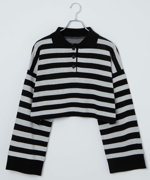 WEGO（ウィゴー）の「WEGO/ボーダーニットポロ（ニット/セーター・レディース・ブラック系その他5/ブルー系その他5/グリーン系その他5・FREE）」の22枚目の写真