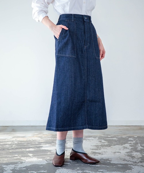 D.M.G.（ドミンゴ）の「[D.M.G. / ディーエムジー] 10ozムラ糸デニム ベイカースカート（デニムスカート・レディース・ワンウォッシュ・S/M）」の11枚目の写真