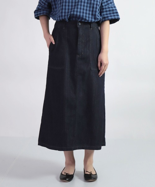 D.M.G.（ドミンゴ）の「[D.M.G. / ディーエムジー] 10ozムラ糸デニム ベイカースカート（デニムスカート・レディース・ワンウォッシュ・S/M）」の22枚目の写真