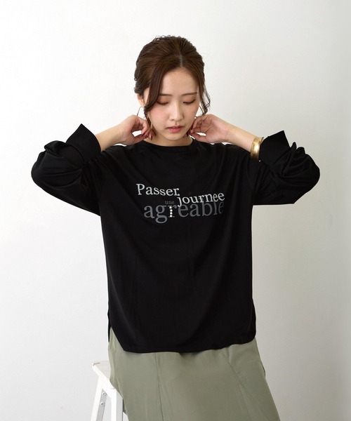 NICOLE white（ニコルホワイト）の「ロゴ入りロングスリーブTEE（金刺繍／パール）の2タイプ（Tシャツ/カットソー・レディース・その他1/その他2/その他3/その他4・FREE）」の4枚目の写真